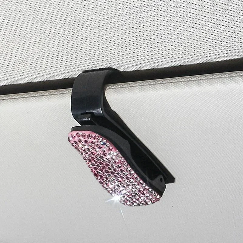 Réinitialisation de fixation automatique pour voiture, pare-soleil de véhicule, biscuits, prompt ket ket, lunettes de soleil, carte, billet, stylo, support de clip portable: Rose