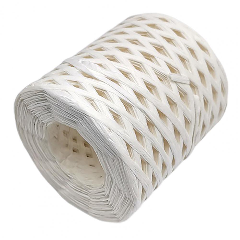 1 rollo de hilo de rafia de larga duración, hilo de rafia tejido a mano, ideal para envolver, DIY, 12 colores: White