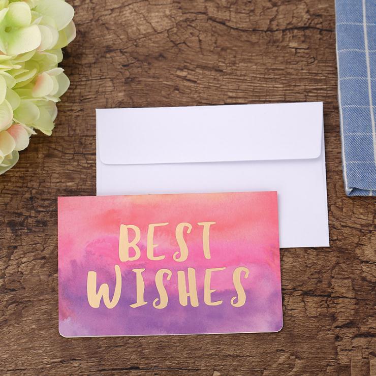 2 stks Goud Stempel Papier Verjaardagskaart Greenting Met envelop Kerstmis Dank U Bronzing Kaart