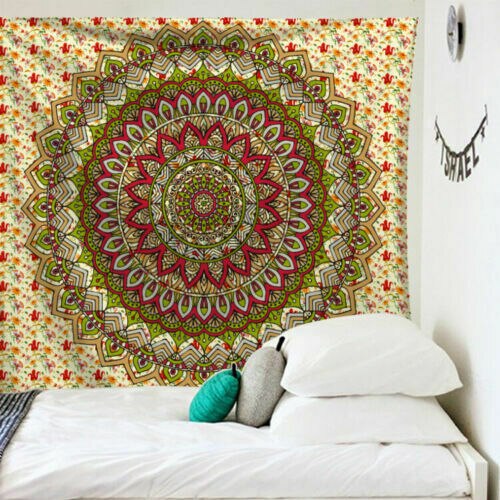 Faroot mandala gobeläng tyg indian kast boho vägg hängande hippie täcke överkast mandala serie gobeläng 95 x 73 cm ( borstad): D