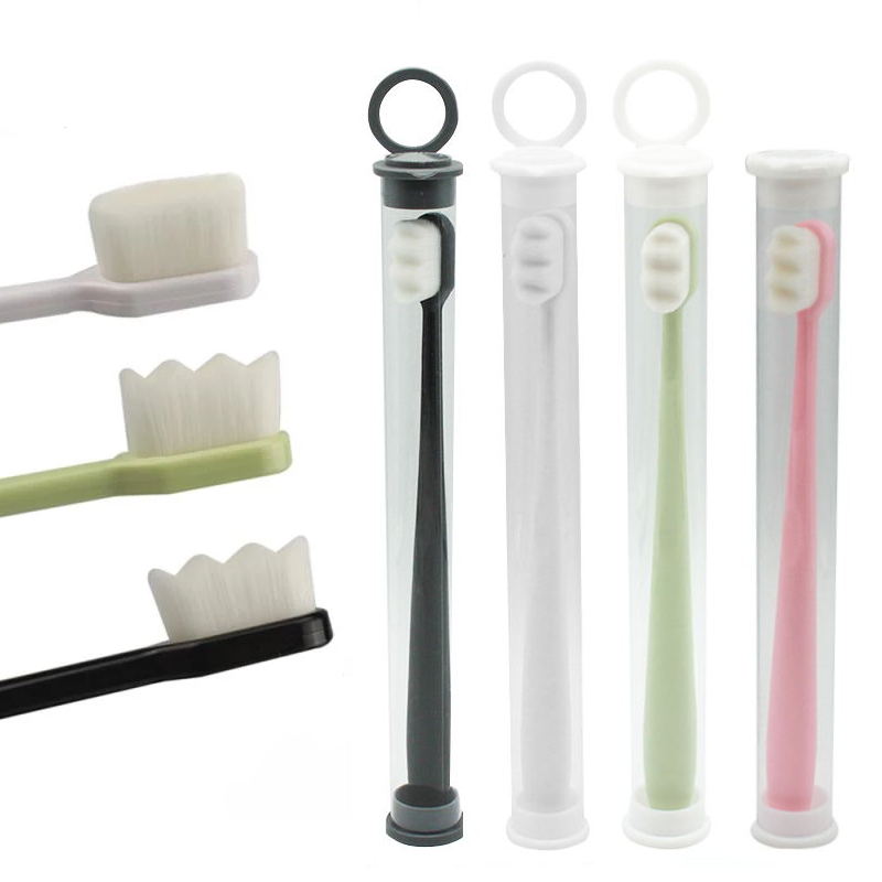 Brosse à dents Ultra-fine, douce, millions de poils Nano, pour adulte, nettoyage en profondeur, Portable, voyage, soins buccaux, 1 pièce