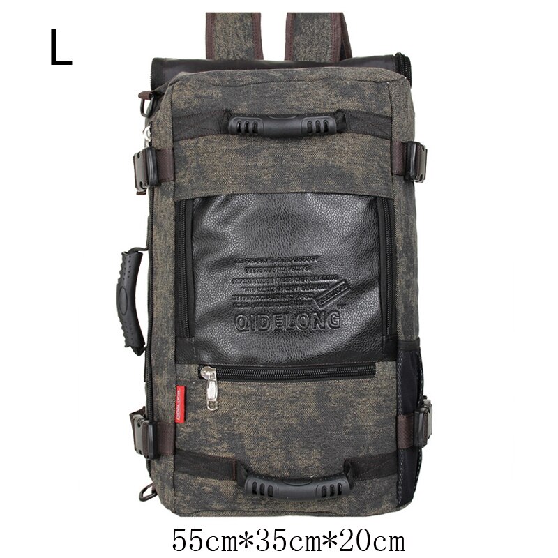 Grande capacidade dos homens mochila saco de viagem esportes casuais lona mochilas para o sexo masculino mutifunctional para fora da porta sacos escola pacote: L- khaki
