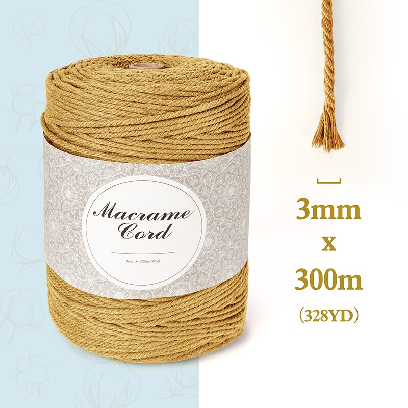 Macrame Garen Katoen 3Mm X 300M Katoenen Touw Voor Diy Ambachten Muur Opknoping Plant Hanger Bloem Mand Macram decore: as shown