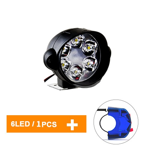 Accessoires de projecteur électrique de moto | Projecteur à Led 12V 6500K 6 Leds, feux de voiture, ampoules lumineuses pour moto tout-terrain: 1pcs 6 leds  blue