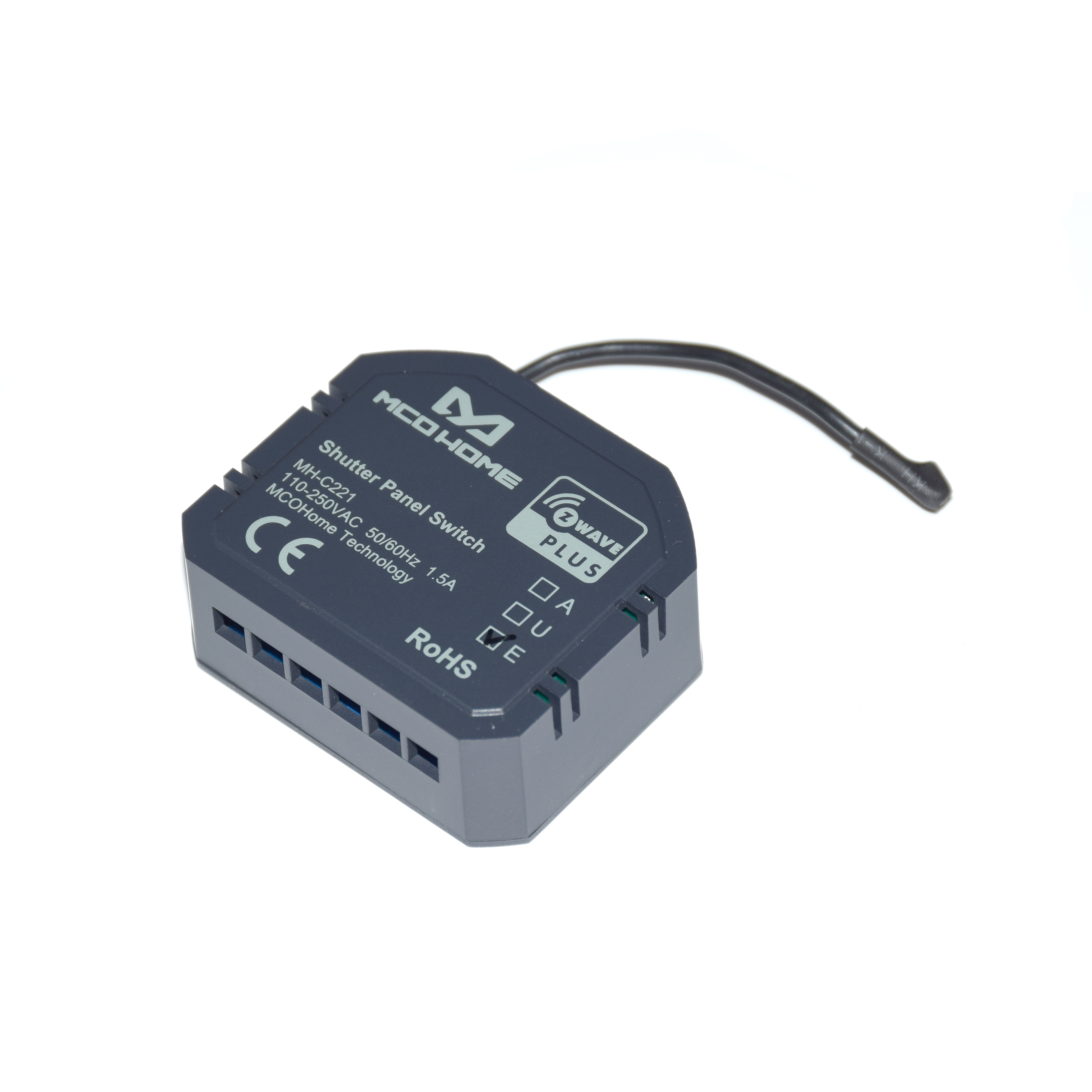 Z-Wave Plus roller shutter controller module device MCO HOME C221 with energy metering for Single-phase asynchronous AC motor