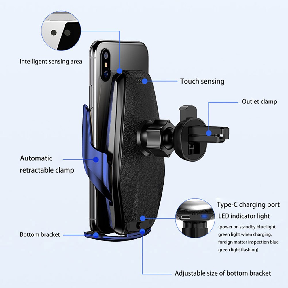 Automatische Spann 15W Auto Drahtlose Ladegerät Für iPhone 11 XS XR 8 Samsung S20 S10 Infrarot Induktion Schnelle Ladung telefon Halfter