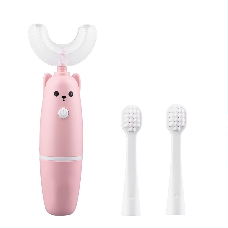 Smart 360 Graden Elektrische Tandenborstel Kids Silicon Automatische Ultrasone Waterproofteeth Tandenborstel Cartoon Kinderen Oral Care: Roze