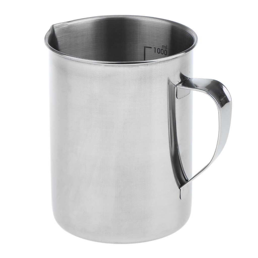 Stainless Steel Kitchen Lab Plastic Measuring Cup Jug Pour Spout Container