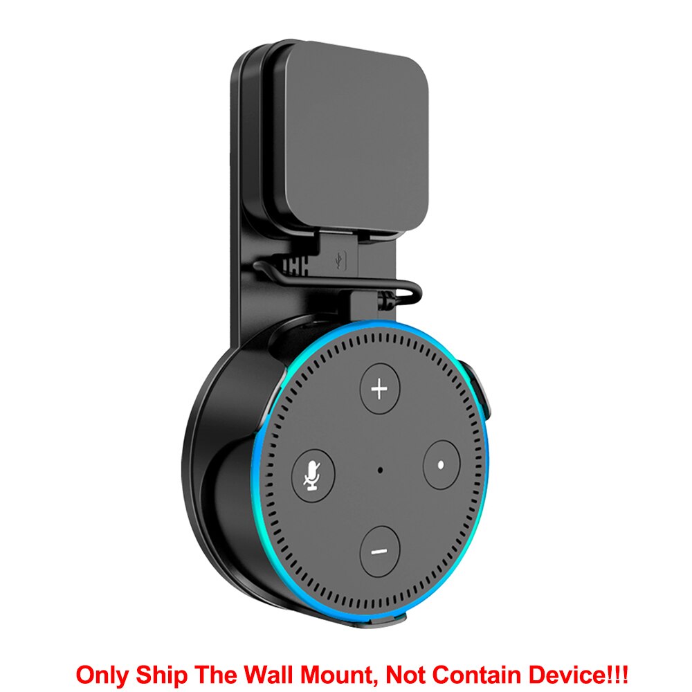 Support mural pour Alexa Echo Dot 2e génération, Support de prise UK/EU avec câble Micro USB: BLACK