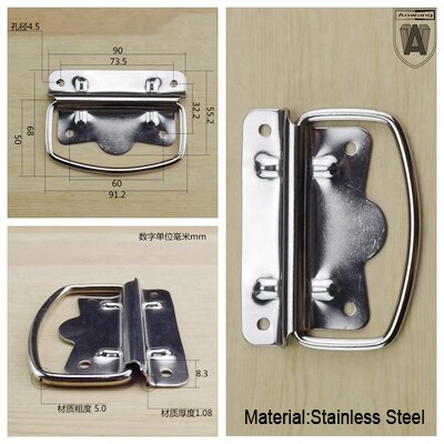 Thick Stainless Steel Iron Handle Bag Handle Wooden Cabinet Iron Box Ring Small Handle Activity Handle: Stainless Steel-90