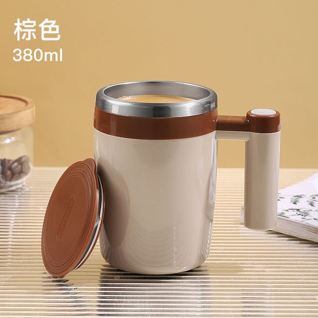 Fully Automatic Stirring Cup Charging Multi-functional Electric Coffee Cup Lazy Office Rotating Magnetic Cup Couple: Brown