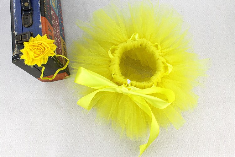 Newborn Baby Photography Props Baby Tutu Tulle Skirt+Headband Set Infant Photography Clothing Skirts Baby Photo Prop Accessories: yellow