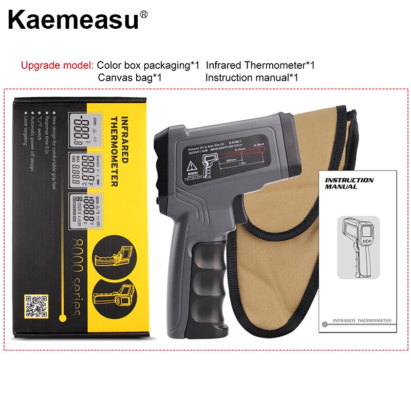 Infrared Thermometer Non-Contact Digital Handheld Pyrometer 1600/1300/1100/750 IR Temperature Instruments LCD Display