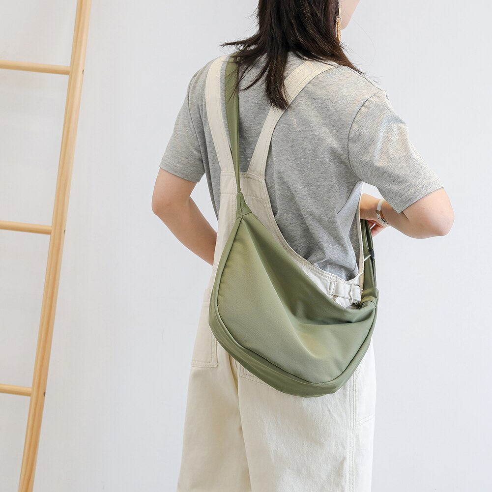Eenvoudige, veelzijdige tas voor dames, schoudertas van canvas met grote capaciteit, hobo-crossbodytas voor dames