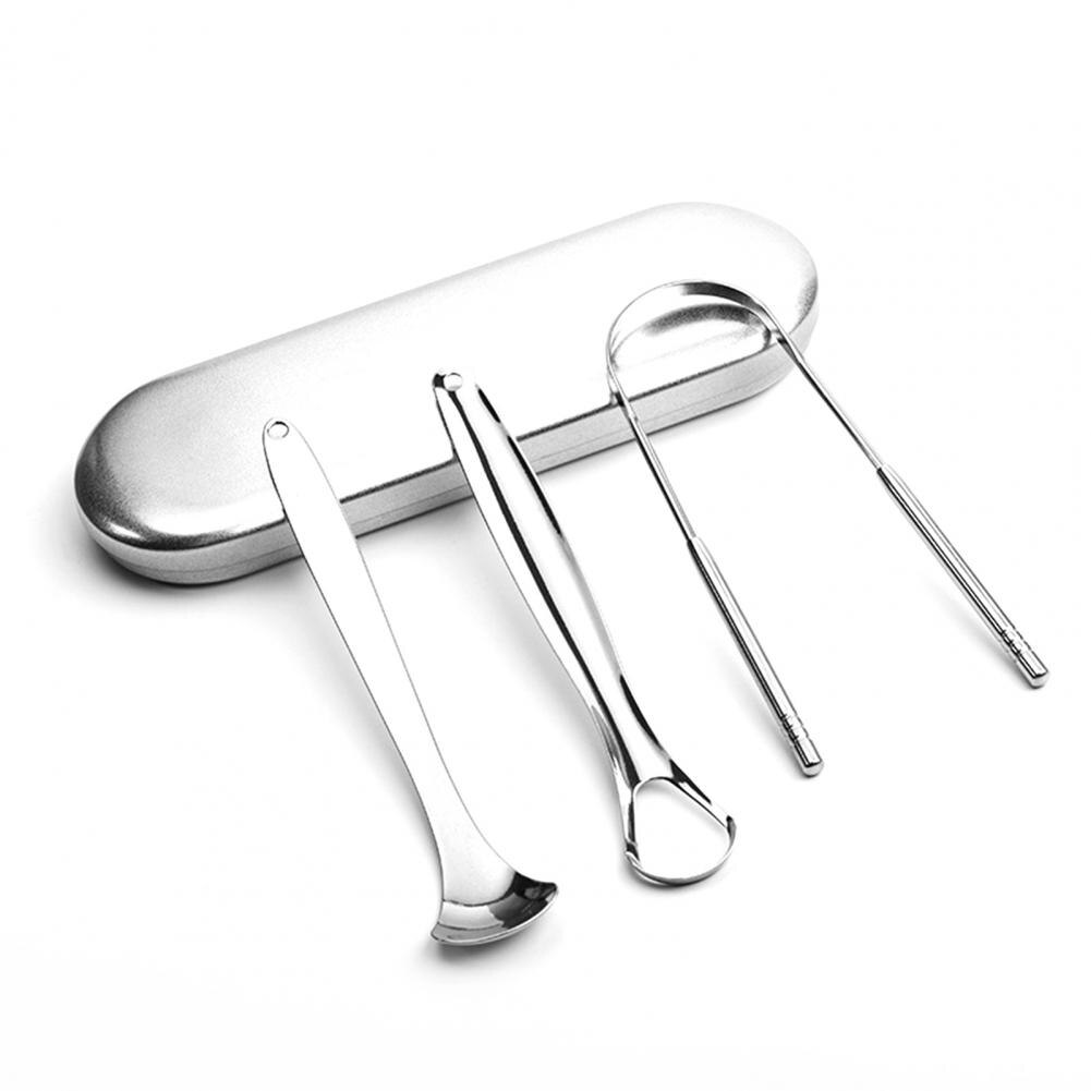 Veilige Rvs Gladde Rand Roestvrij Staal Tong Schraper Metalen Borstel Voor Oral Tongreiniger Tong Schraper: Silver Suit