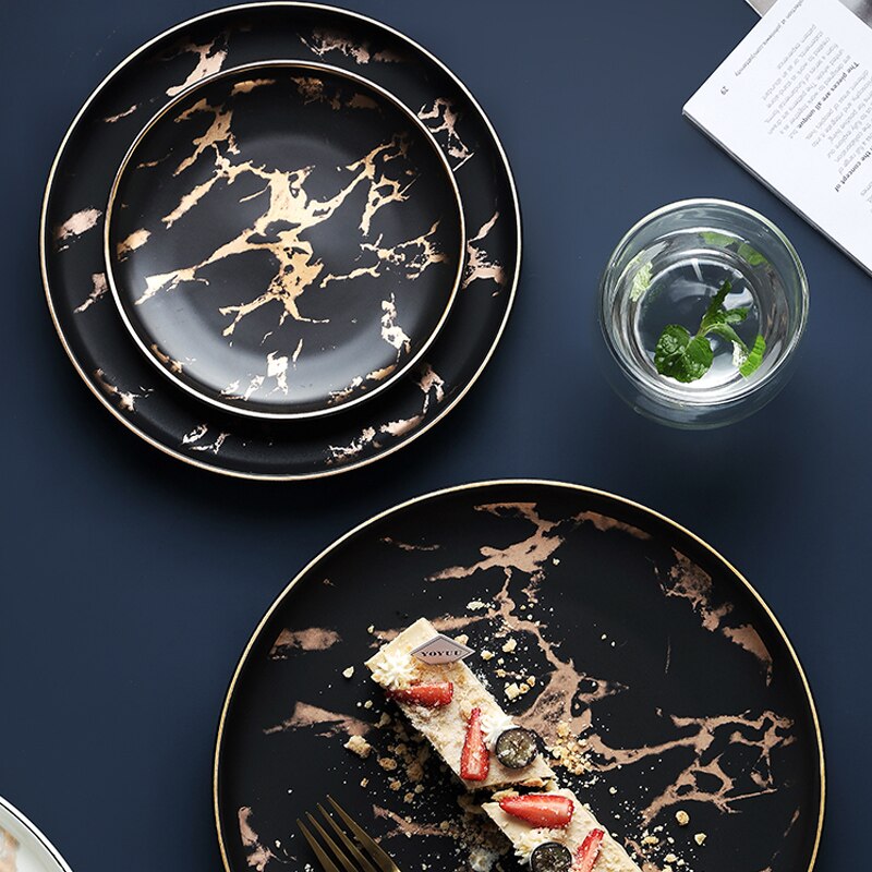 MUZITY Ceramic Dinner Plate Porcelain Marble Dessert or Steak Plate Dinnerware