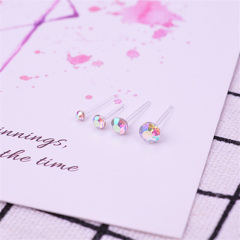 2/3/4/5/6mm orecchini di cristallo multicolore Set per le donne gioielli da festa strass piccoli orecchini di plastica kit Piercing brincos