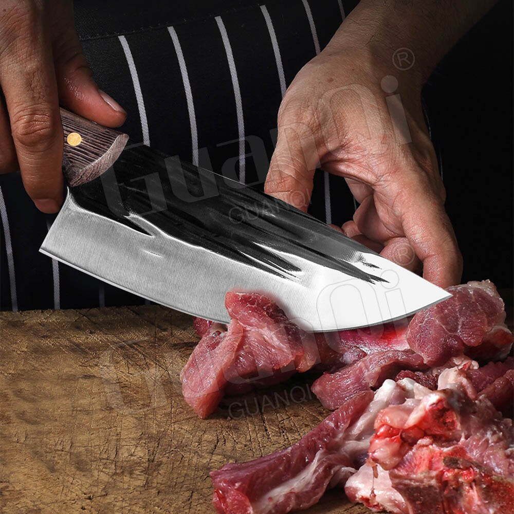 Forged Clad Steel Handmade Butcher Cleaver Kitchen Knives Stainless Steel Cleaver Butcher Knife Full Tang Handmade Chef Knives