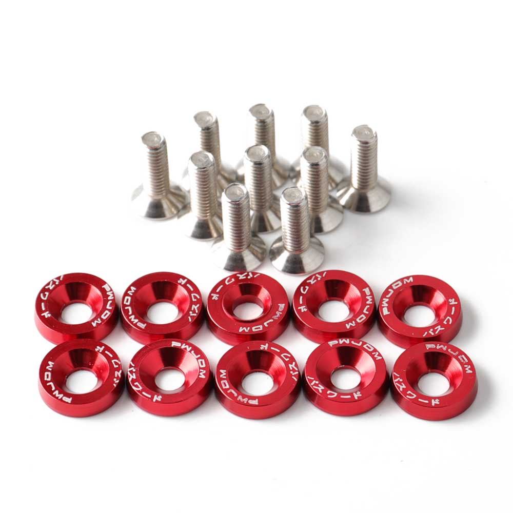 10 st/set cnc-behandlad aluminiumpackning motorrumsbytessats skärmbricka med 10 st  m6 x 20mm bultar: Grön