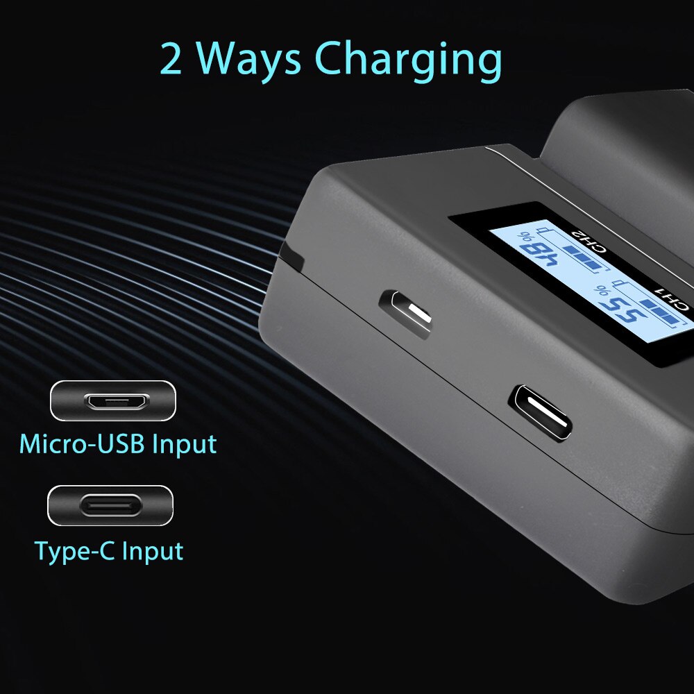 Palo NP-FW50 Camera Batterij Oplader Npfw50 Fw50 Lcd Usb Dual Charger Voor Sony A6000 5100 A3000 A35 A55 A7s Ii alpha 55 Alpha 7 Een