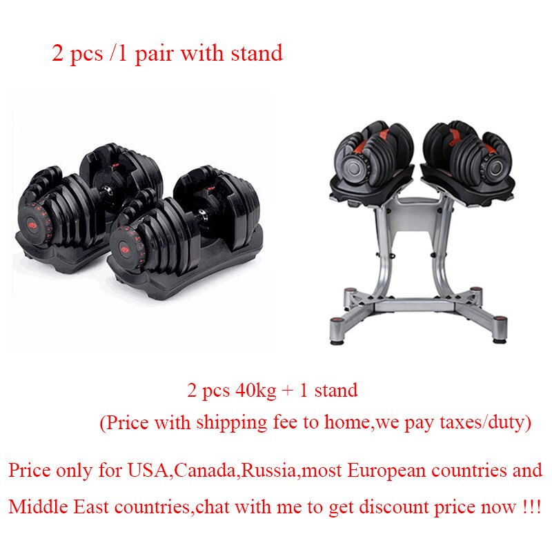 For The UK Dumbbell Set Fitness Equipment Gym Combination Exercise 40KG 90LBS Weight Adjustable 2 Pieces Dumbbells And 1 Stand