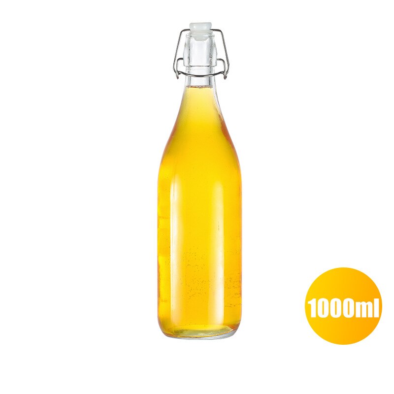 Garrafa de vinho de vidro, garrafas de armazenamento de mel de limão, latas seladas vazias, jarra de fermentação de leite, frasco portátil para vinho de frutas para bar: 1000ml