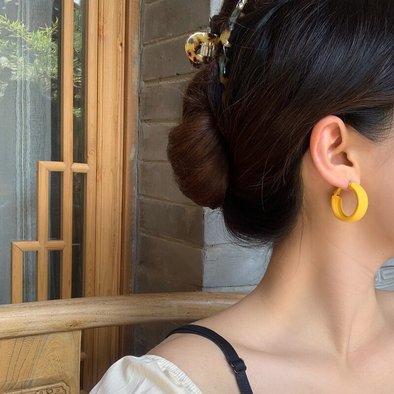 Mihan s925 moda jóias hoop brincos venda quente popular primavera verão estilo verde rosa quente amarelo earirngs para presentes da menina