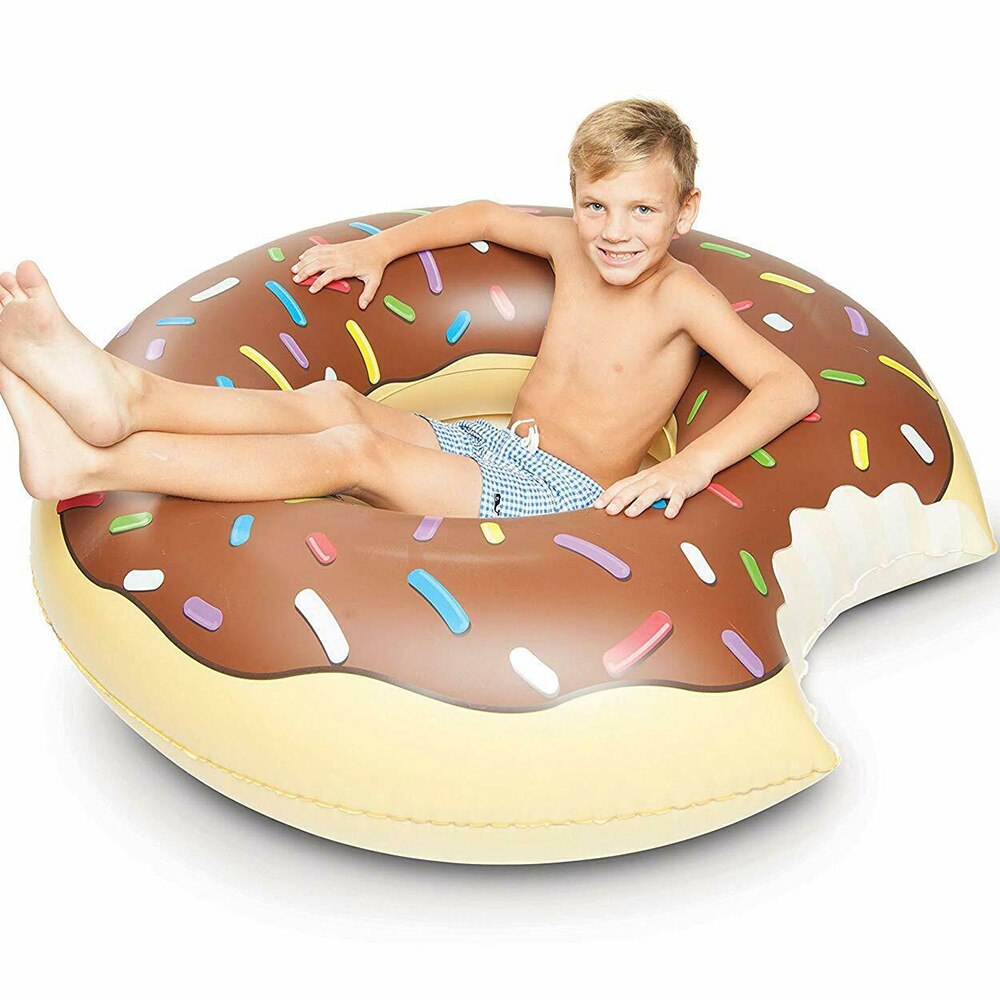 Donut-flotador inflable gigante para piscina, colchón inflable de juguete de agua para verano, en la playa, 60-120