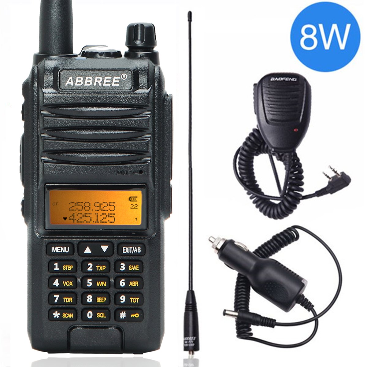 Abbree AR-F3 8w Tri-Band Walkie Talkie 220-260MHz Amateur Ham handheld Tragbare radio Comunicador Sender transceiver Wandern: as 1picture / Amerikanisch