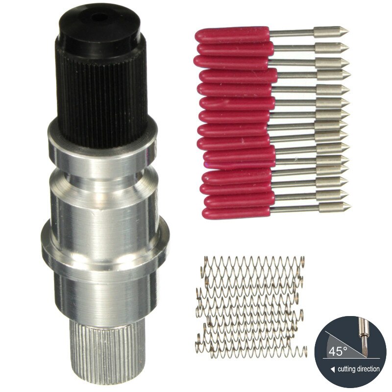 KZTech 15pcs Vinyl Cutter Engraving Machine Blades for Graphtec CB09 + 1pc High Hardness CB09U Silhouette Cameo Blade Holder: 15pcs 45 degree