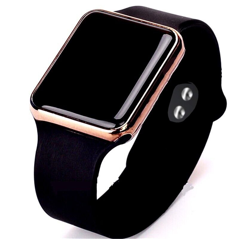 Siliconen Led Display Digitale Sport Horloges Vrouwen Sport Mode Roze Goud Dames Eenvoudige Klok Mannen Relogio Masculino Reloj Mujer: Black-Rose Gold