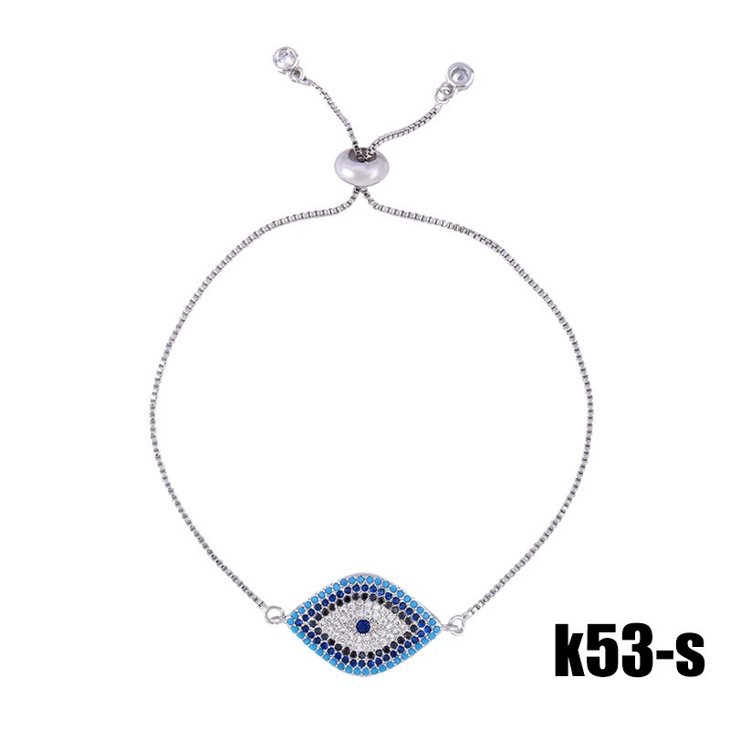 Blue Evil Eye Armband Voor Vrouwen Regenboog Turkse Kraal Koperen Inlay Zirkoon Vintage Kristal Armband Bruiloft Sieraden: k53-s