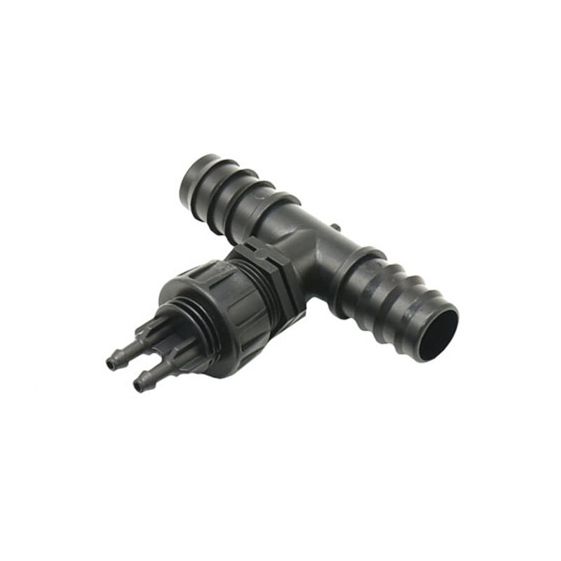 Riego por goteo, reductor de manguera de 16mm, 20mm, 25mm a 1/4, divisor de agua en T 1/2, 3/4, manguera de 1 "a 1/4, 2 vías para conectar goteros, 1 piezas
