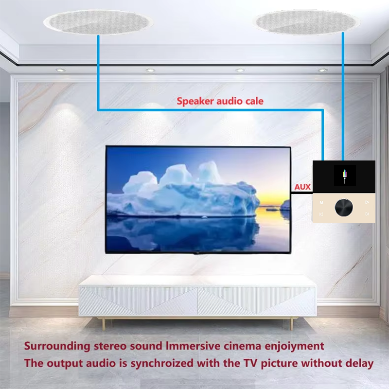 Veggmontert hjemmelydeffektforsterker 86 bluetooth-lydkontrollpanel 2 x 50w/4 x 30w bakgrunnsmusikkspillersystem