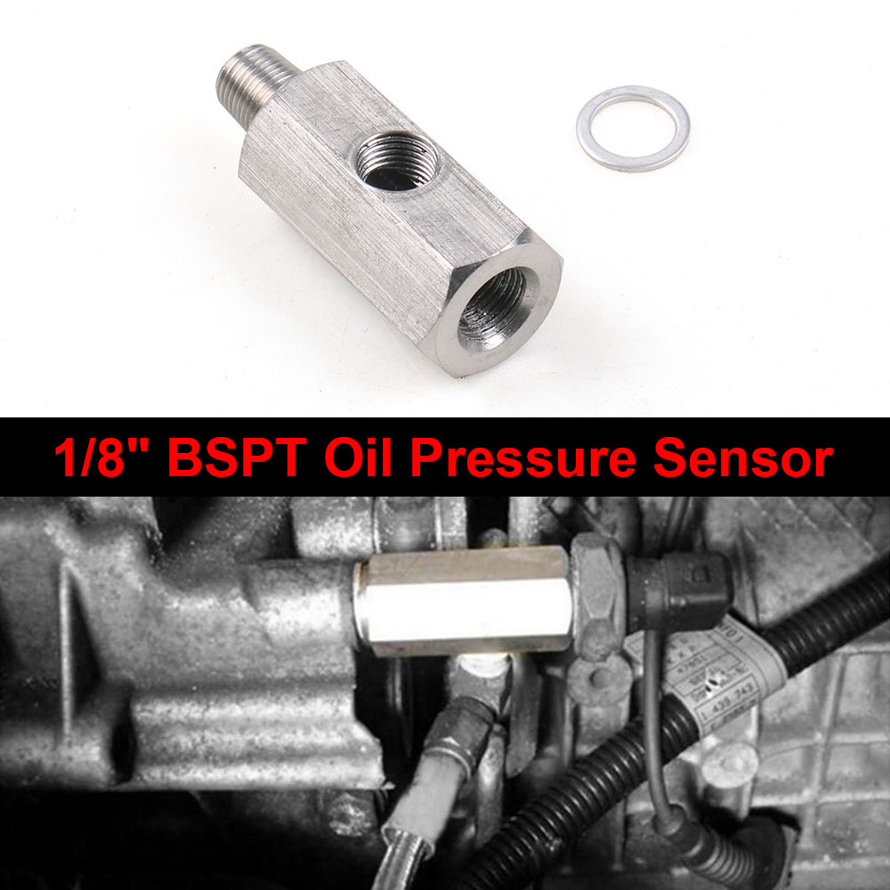 1/8inch BSPT Oil Pressure Sensor Tee To NPT Fitting Turbo Supply Feed Line Gauge Turbo Oil Feed Adapter Fitting Brand