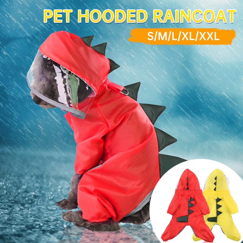 S -2xl kæledyr hund regnfrakke vandtæt reflekterende dinosaurus cosplay åndbar fire ben lille hundetøj hætteklædt regnfrakke ropa perro