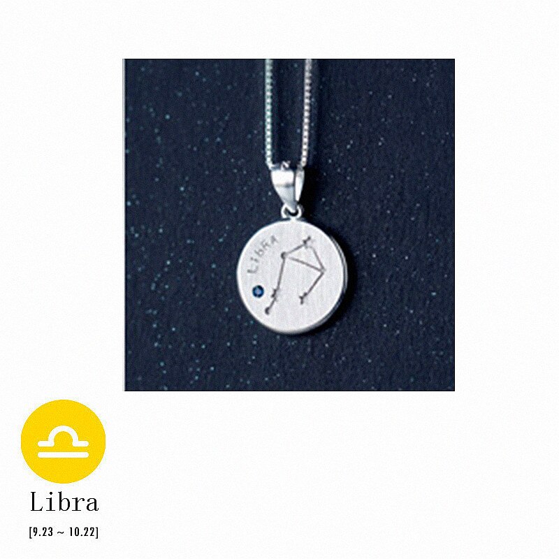 Inzatt 925 sterling sølv minimalistisk rund konstellation vedhæng halskæde til kvinder fine smykker choker box kæde fødselsdag: Libra
