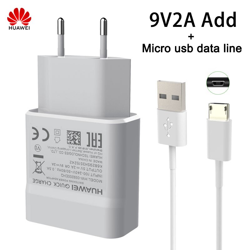 Original Huawei Schnelle Ladegerät Adapter 5V 9V 2A Mikro Typ-C Kabel Für Huawei P8 P9 Plus lite Ehre 8 9 Kamerad 8 10 Nova 2 2i 3 3i: 9V2A Add Micro kabel