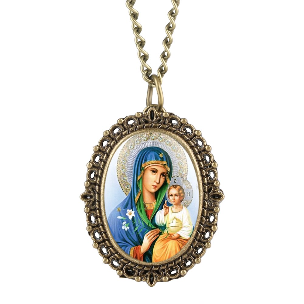 Quarz Taschenuhren Reines Maria's aufbringen Taschenuhr Jahrgang Oval bilden Uhr Anhänger Halskette Kette Beste für Männer frauen: 2