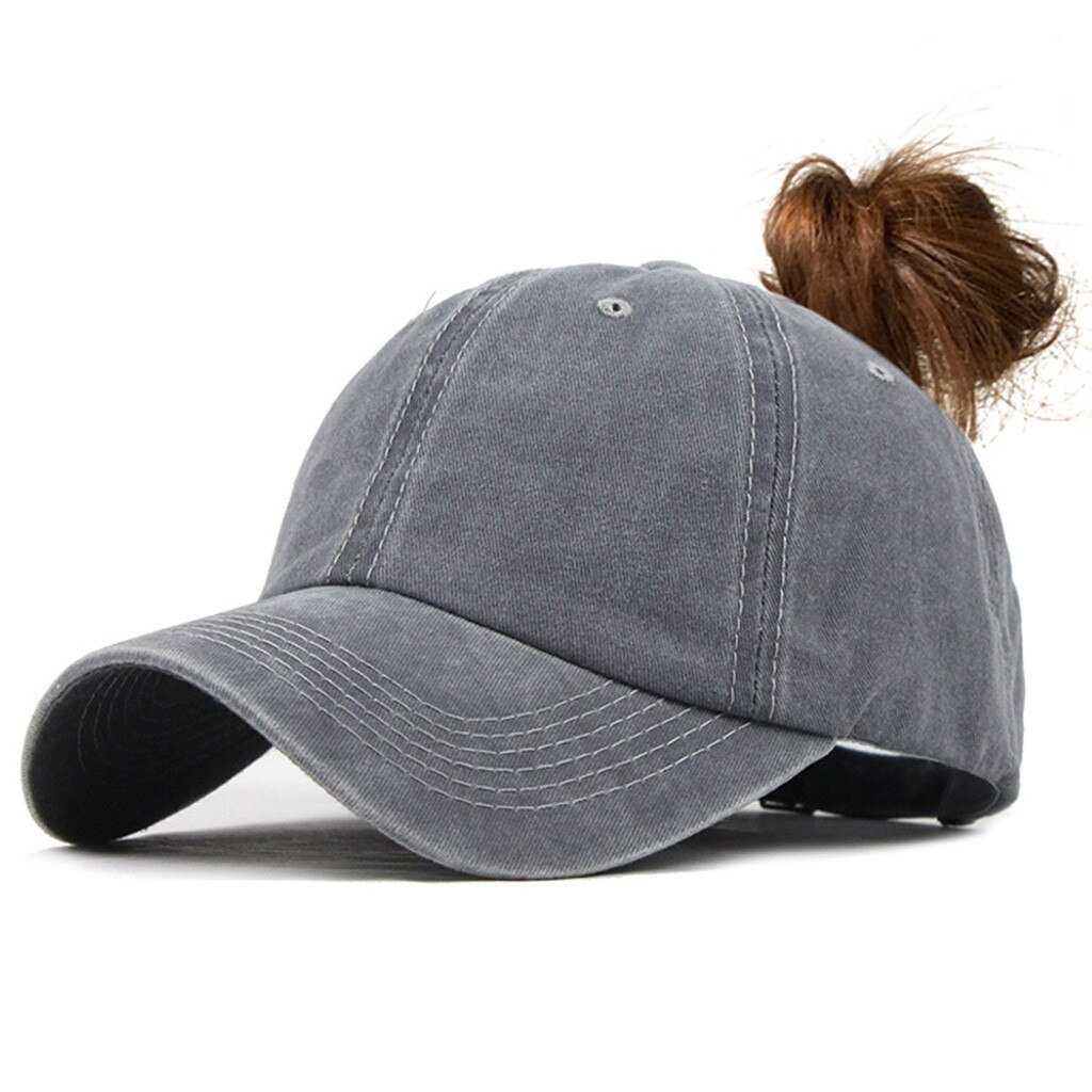 Womail Hat Baseball Cap Womens Mans Ponytail Messy Buns Trucker Plain Baseball Visor Cap Unisex Hat May13: GY