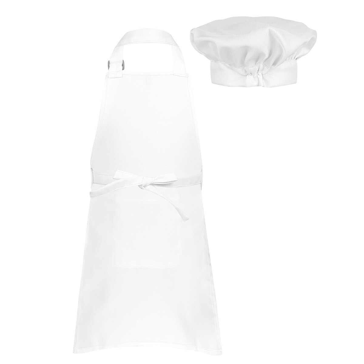 Tablier de cuisine réglable pour enfants, pour garçons et filles, ensemble de chapeaux de Chef, formation à la peinture, à la pâtisserie, à poche avant: M 4-8 years / White