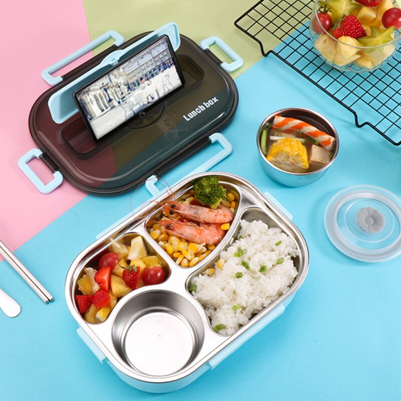 1300ml Stainless Steel 304 Lunch Box With Soup Bowl Leak-Proof Bento Box Dinnerware Set Microwave Adult Student Food Container
