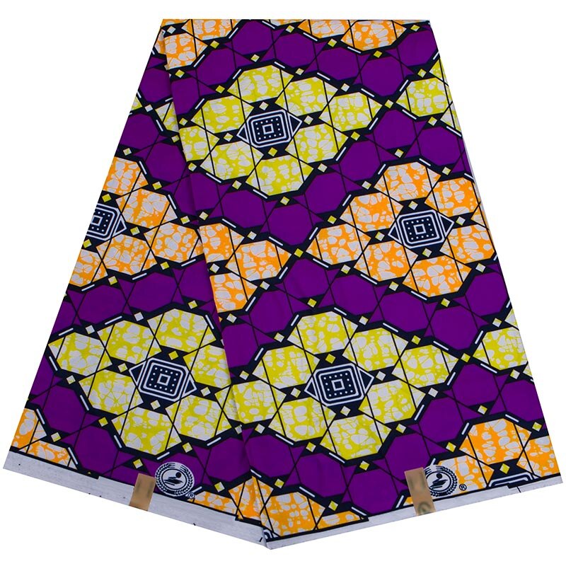 100% Polyester Ankara African Prints Pattern Wax Fabric Sewing Party Dress Tissu Craft Making Patchwork Loincloth Pagne: Purple / 6yards