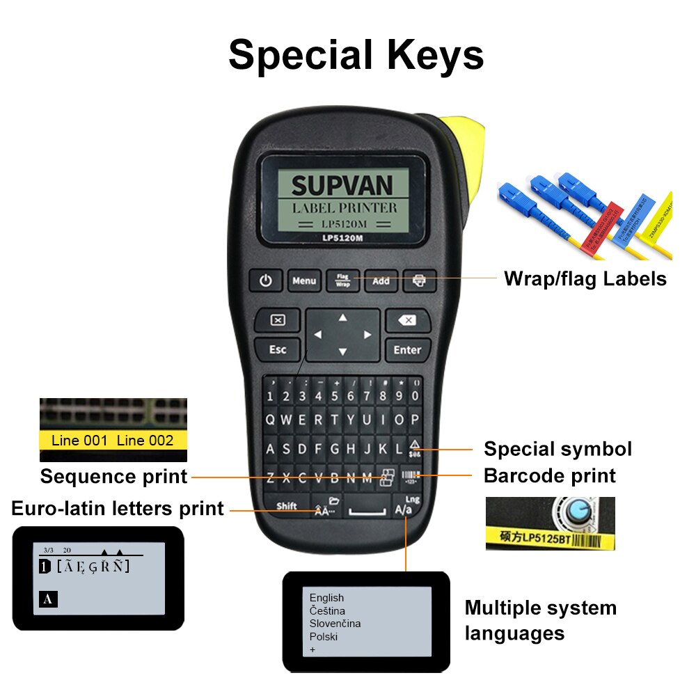 Supvan LP5120M Portable Wireless Label Printer Handheld Label Maker Industrial Labels Printer Printing Machine