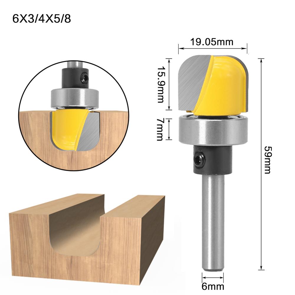 3/4 &quot; diameter skål &amp; bakke skabelon overfræser bit  - 1/4 &quot;  ,6mm skaft