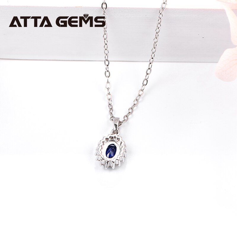 Blue Sapphire Sterling Silver Pendants Created Sapphire Women's Pendant S925 Classic Style Pendant for Women Jewelry