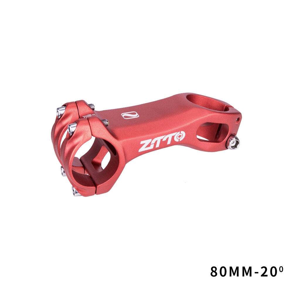 ZTTO MTB 20 Degree Negative angle 31.8mm Bicycle Stem HighStrength Lightweight 60mm 80mm for XC AM MTB Gravel Mountain Road Bike: 80mm Red