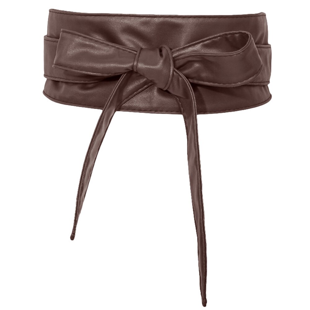 Riem Obi Stijl Taille Band PU Lederen Voor Vrouwen Wrap Rond Zachte temperament: Coffee