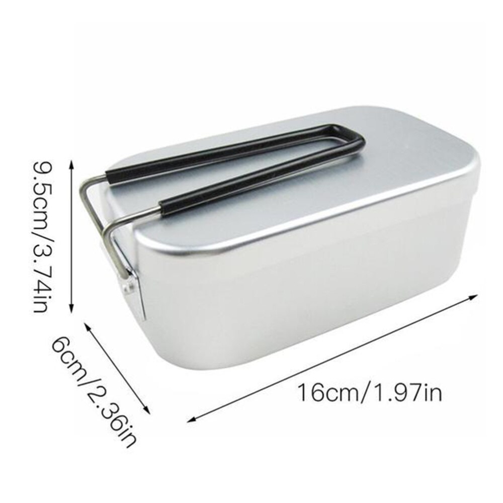 Aluminum Tin with Lid Food Container Lunch Mess Tin for Indoor Outdoor Camping Picnic (Silver)