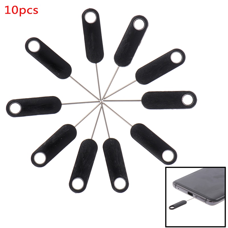 10Pcs Universal Sim Card Tray Pin Ejecting Removal Needle Opener Ejector for Smartphones Tablets Black